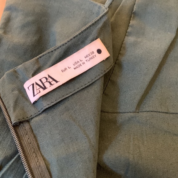 ZARA Draped Linen Blend Dress - Picture 4 of 6